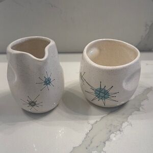 Franciscan Vintage Ceramic Art Set - Cream with Blue and Green Starburst